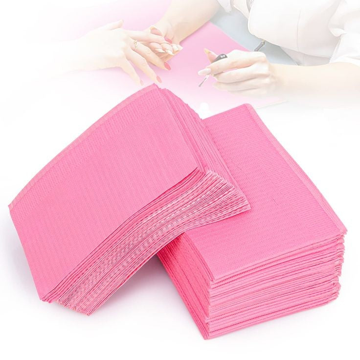 Toallitas protectoras impermeables ,accesorios para manicura ,accesorios para profesionales,Color PINK, 50 unidades